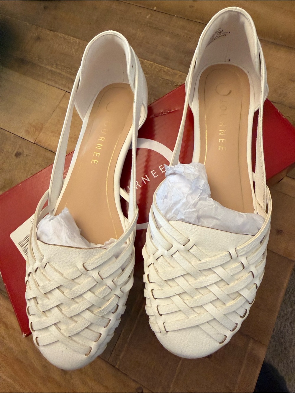 Journee White Woven Slingback Flats by